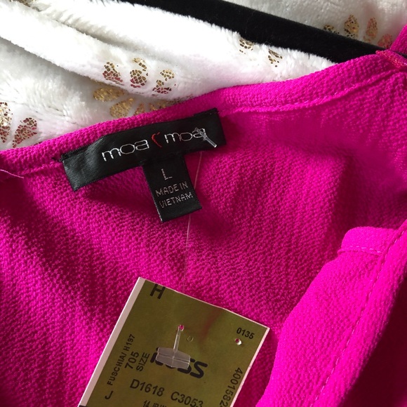 Bright Fuchsia Ruffle Cold-Shoulder Tank Top - Picture 8 of 8